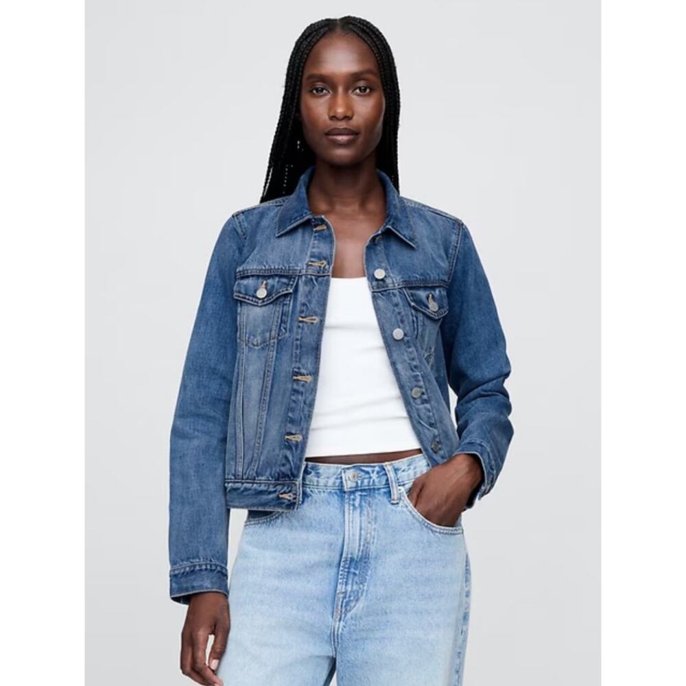 GAP Denim Soft Icon Grey Wash Timeless Classic Standard Jacket Sz Medium